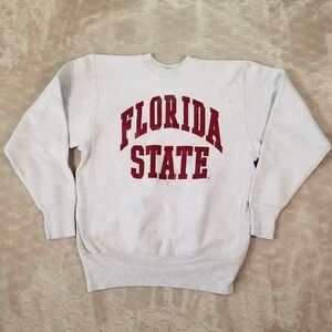 VTG 90's Florida State Reverse Weave Style Sweatshirt - Sz M - Stains See Pics